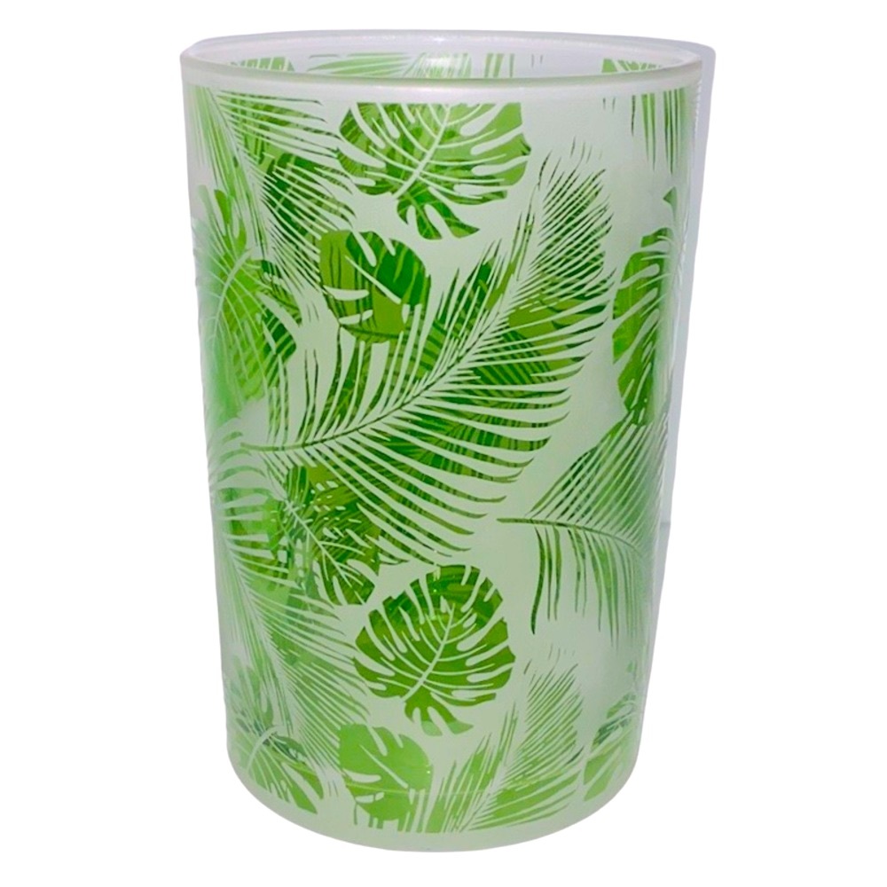 Tropical Leaf Hurricane • Frosted Glass • Etched Leaves • Two available